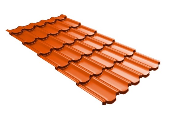 Металлочерепица квинта плюс с 3D резом 0,45 PE RAL 2004 оранжевый купить в Юрьев-Польском