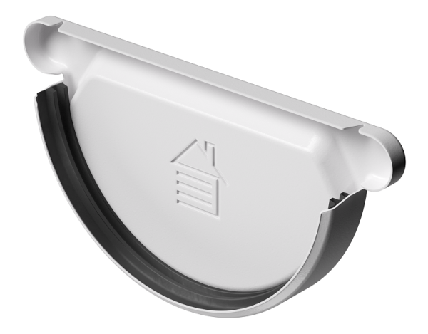 Заглушка желоба D125 Döcke STAL PREMIUM Пломбир, (RAL 9010) купить в Юрьев-Польском