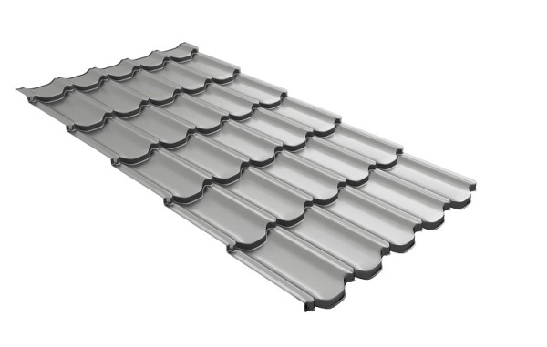 Металлочерепица квинта плюс с 3D резом 0,45 PE RAL 9006 бело-алюминиевый купить в Юрьев-Польском