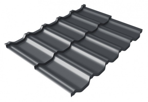 Металлочерепица модульная Квинта Uno Grand Line c 3D резом 0,5 Satin Мatt RAL 7024 мокрый асфальт купить в Юрьев-Польском