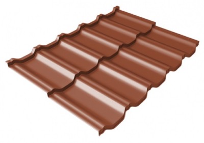 Металлочерепица модульная Квинта Uno Grand Line c 3D резом 0,5 Satin Мatt RAL 8004 терракота
