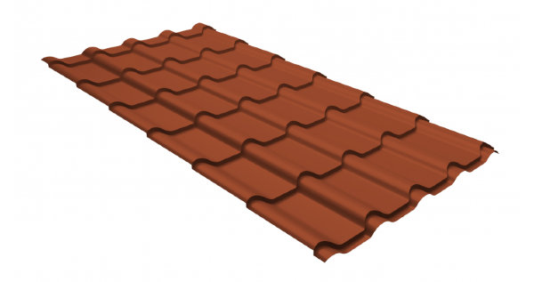 Металлочерепица камея GL 0,5 GreenCoat Pural Matt RR 750 кирпично-красный (RAL 8004 терракота) купить в Юрьев-Польском