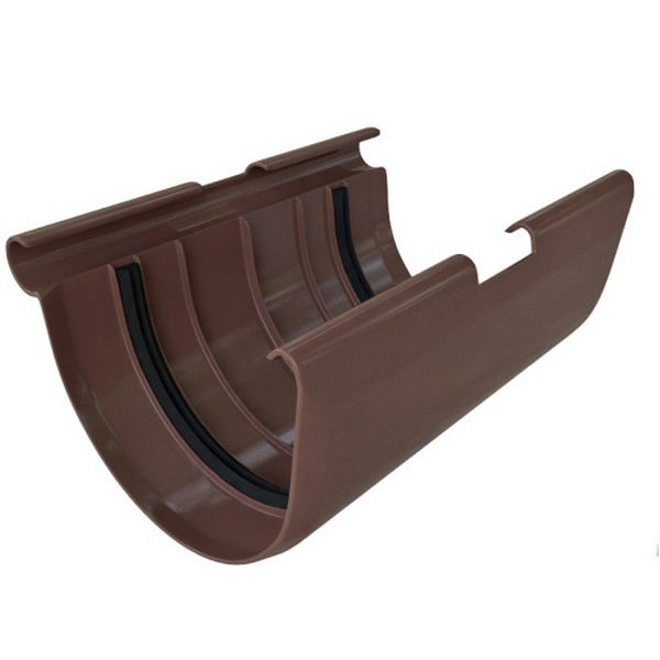 Водосток Альта-Профиль ПВХ – Соединитель желоба (коричневый) купить в Юрьев-Польском