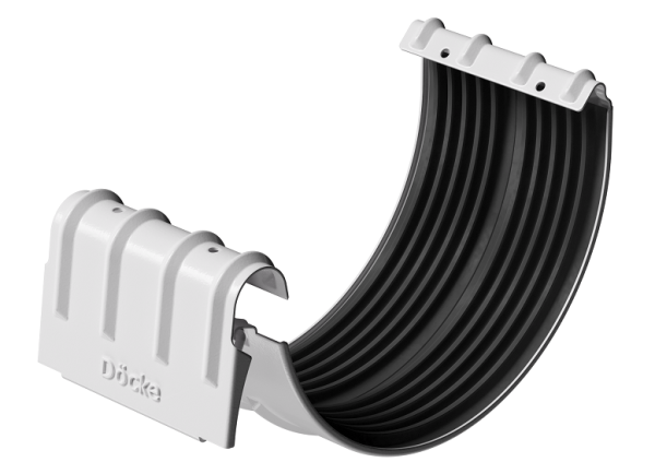 Соединитель желобов D125 Döcke STAL PREMIUM Пломбир, (RAL 9010) купить в Юрьев-Польском