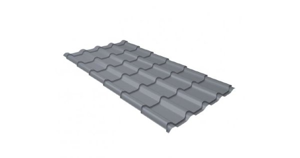 Металлочерепица камея 0,45 PE RAL 9006 бело-алюминиевый купить в Юрьев-Польском